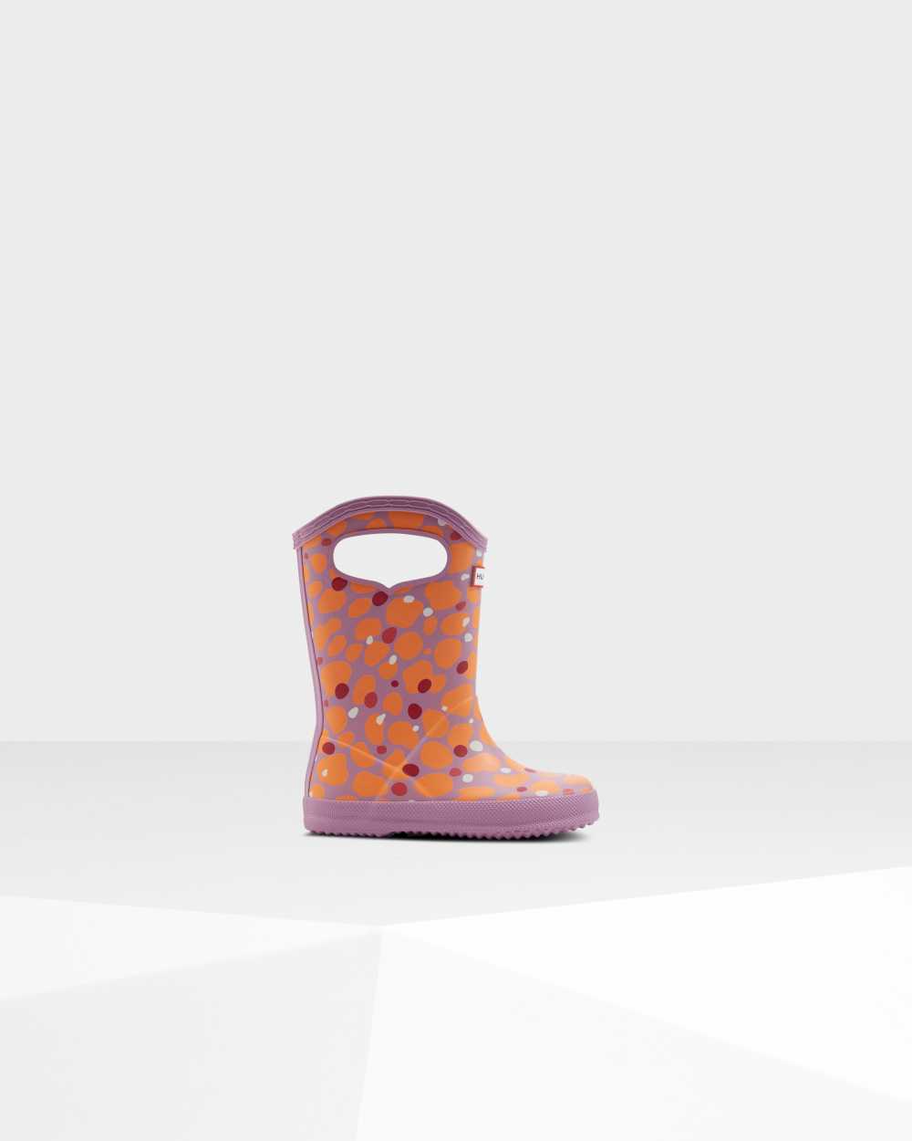Hunter Kids Original First Spot Camo Grab Handle Short Wellington Boots Pink,DIZB42379